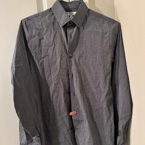 Express Mens 1MX Extra Slim Dress Shirt Gray/Blue